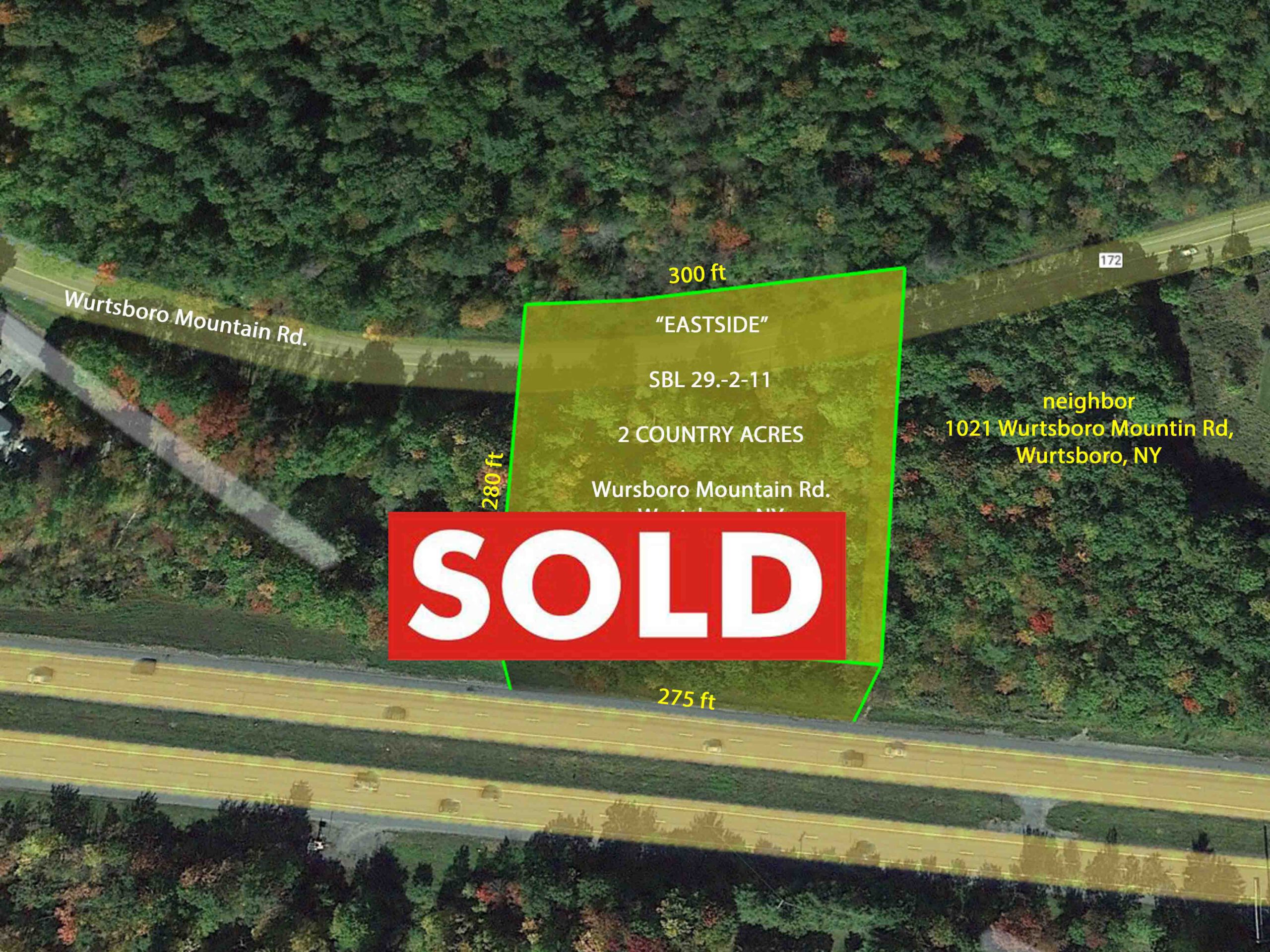 “The EASTSIDE” –  2 Acre Building Lot Wurtsboro, NY – 90 mins/NYC – Level/Wooded – Good rd frontage – Electric on-site – Only $21,900!
