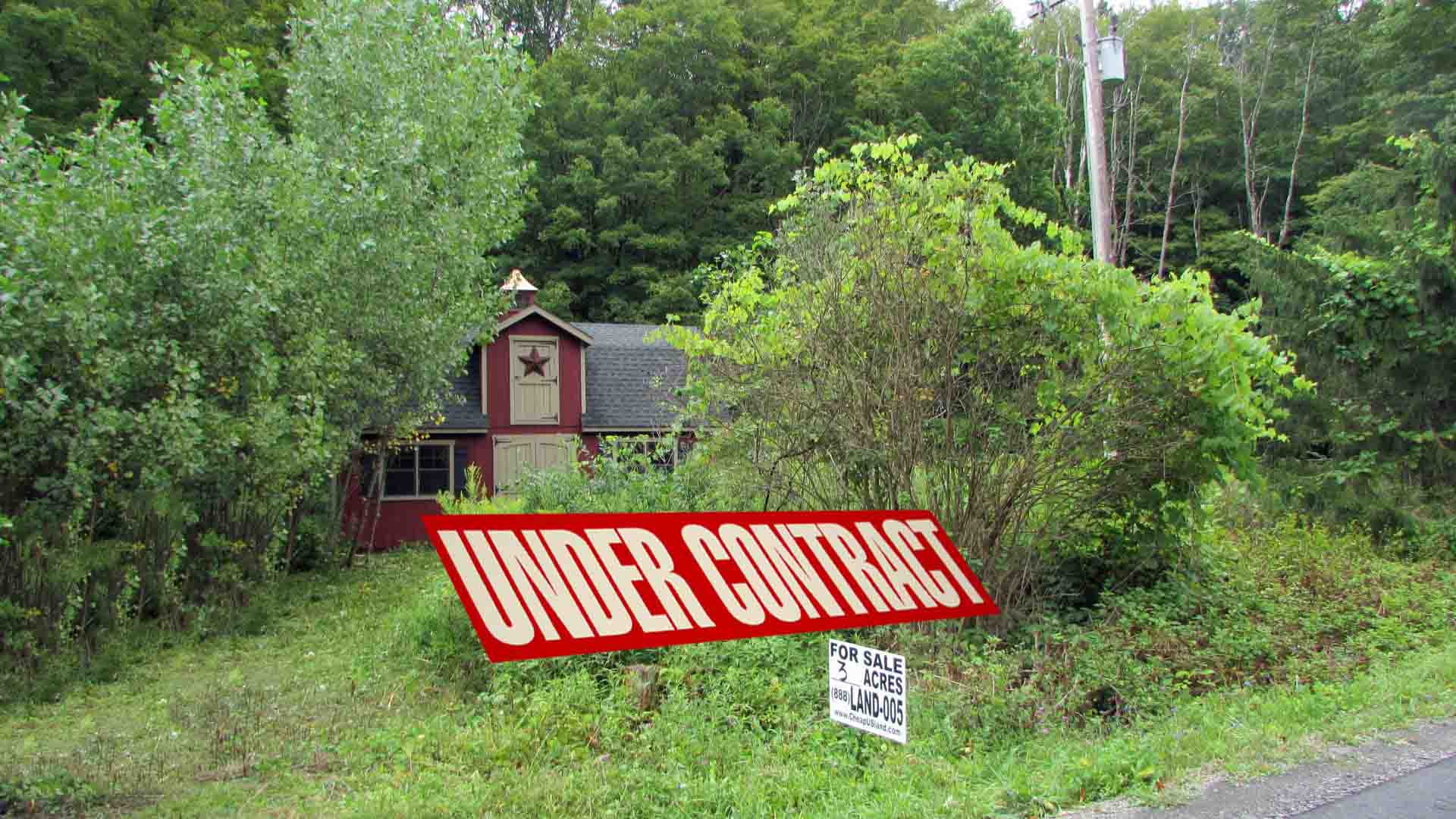 LOST & FOUND – 3 Country Acres – 2-Story Amish Cabin – Electric box – Driveway – Adjoining state forest – No zoning code – RVs OK!! – $37,900!!